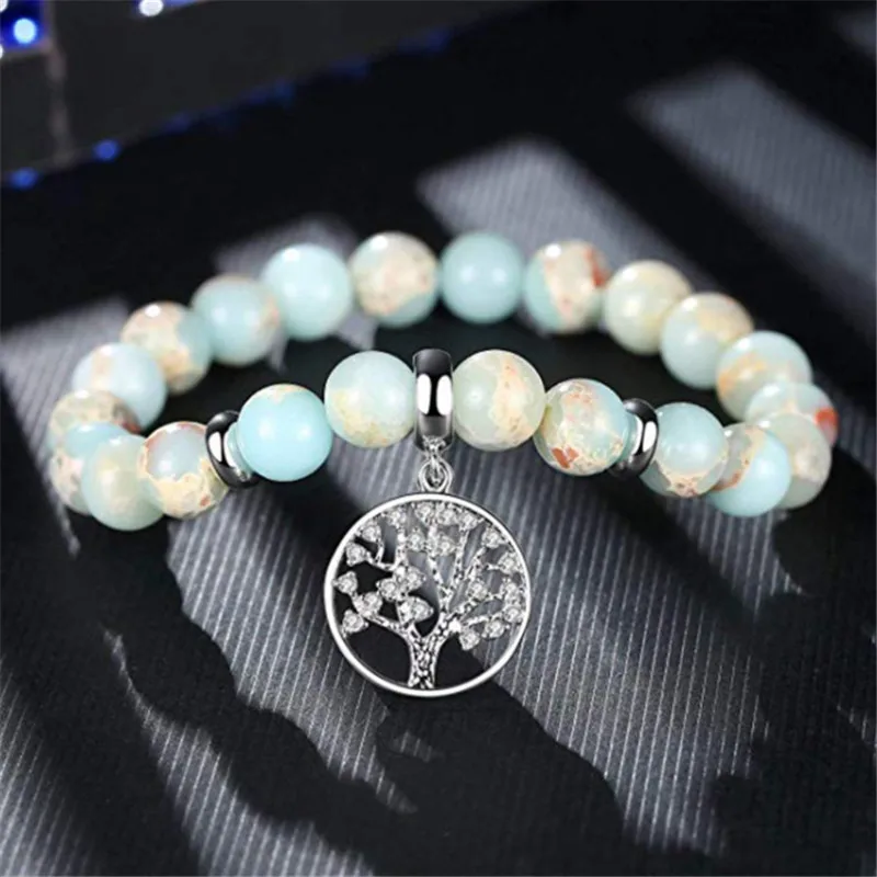 Браслет с кристаллами и бусинами в виде дерева жизни для женщин мужчин лечебный