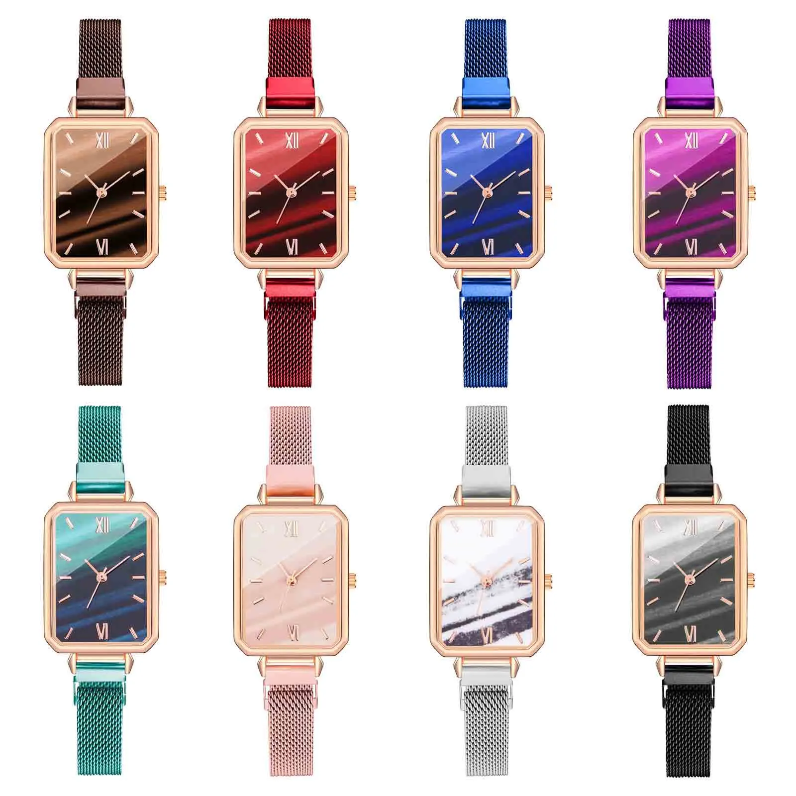 Часы наручные женские кварцевые с квадратным циферблатом модные повседневные