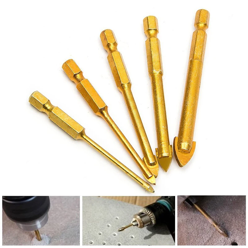 Горячая XD 5 шт шестигранный хвостовик для стекла и плитки набор сверл сверло