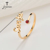 letdiffery custom birthstone name rings for women stainless steel adjustable crystal personlized jewelry unique birthday gifts