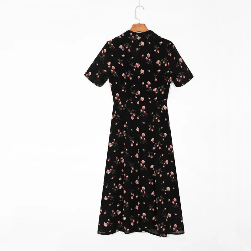 

Summer women's dress casual flower printed slim dress Vestidos