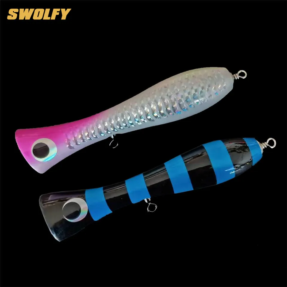 SWOLFY Поппер рыболовная приманка 115 г/200 мм 4 цвета топвотер жесткая тройные Крючки