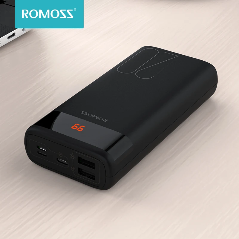 Внешний аккумулятор ROMOSS Ares 20 ёмкость 20000мАч 2 выходных порта USB LED дисплей