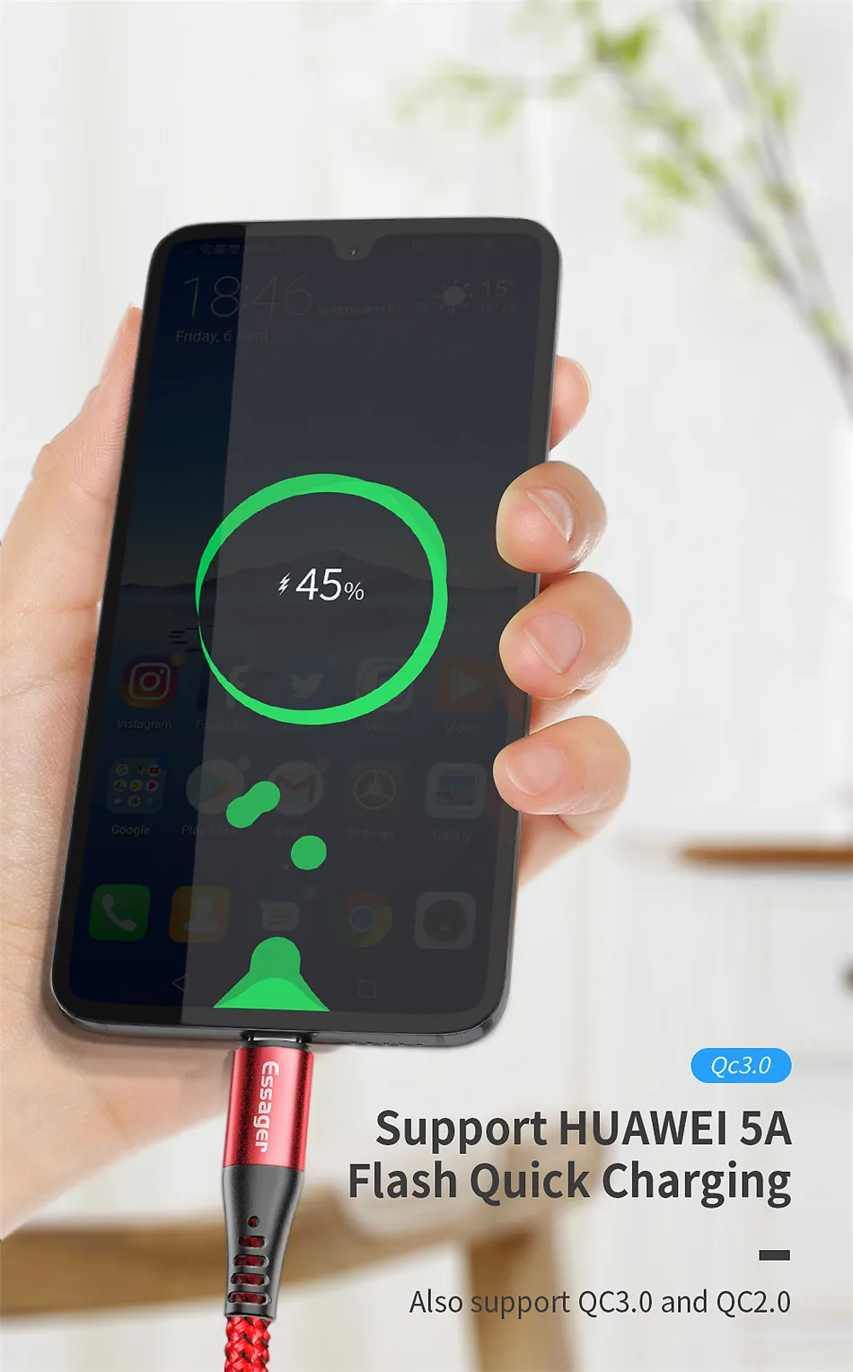 Кабель Essager 5A usb type-C для huawei mate 20 10 P30 P20 Pro Lite USBC Быстрая зарядка type-C кабель для мобильного телефона USB-C шнур зарядного устройства