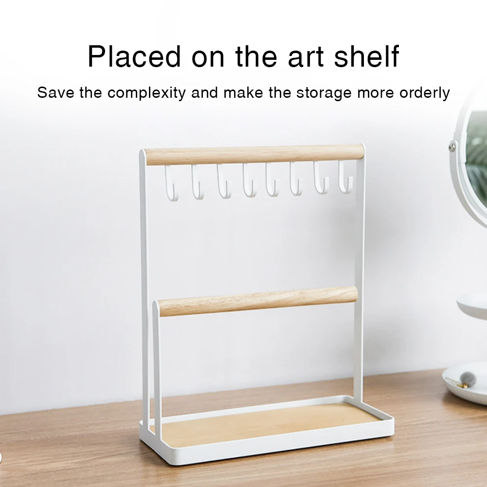 

Necklace Show Organizer Jewelry Rack Shelf Earring Storage Desktop Bedroom With Base Holder Display Stand Home Iron Ring
