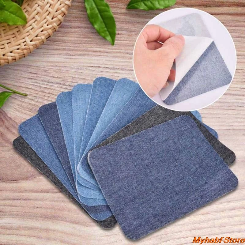 

5pcs DIY Iron On Denim Patches for Clothing Jeans Self Adhesive Repair Fabric DIY Household Apparel Sewing Fabric Denim Patches