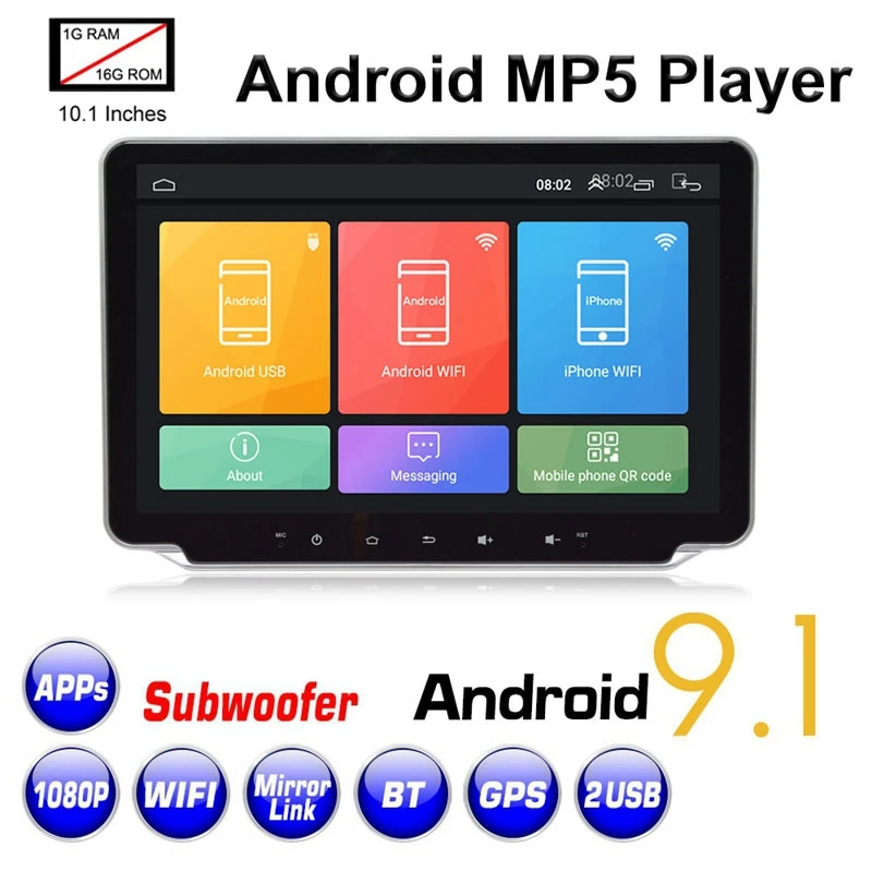 

Автомобильный мультимедийный плеер 2 Din, 10,1 дюйма, Android 9,1, MP5, стерео, GPS, Wi-Fi, голосовое управление