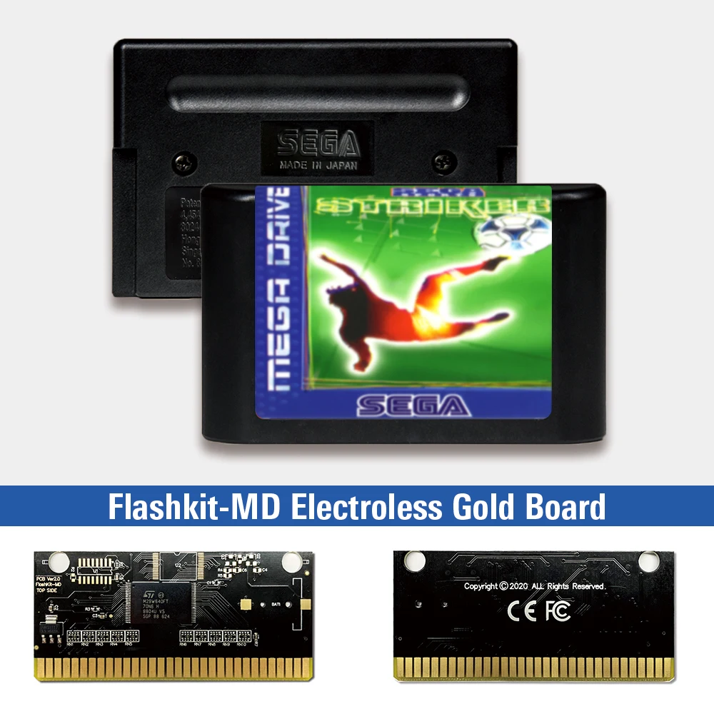 Нападающий EUR ярлык Flashkit MD никелевое золото схема на основе печатной платы для Sega