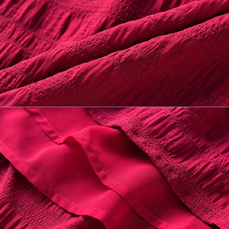 Dress Women Retro Burgundy Summer Stylish Holiday Girls Dresses High Waist Lovely Puff Sleeve Elegant Soft Womens Party Vestidos | Женская