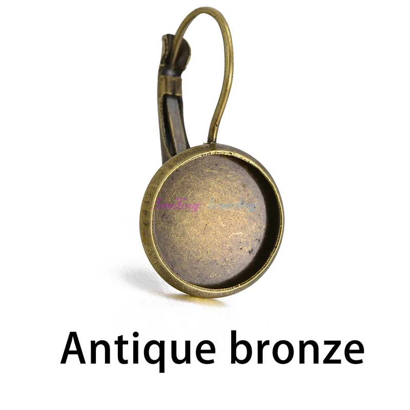 Antique Bronze 50 шт. 8 мм-25 мм Камея стекло кабошон античная бронза Посеребренная Французский рычаг ободок пустые серьги задняя часть база для DIY серьги - Цвет: Antique Bronze