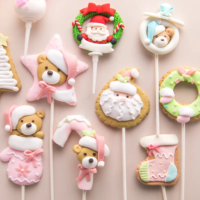 1 шт. милый медведь Дерево Санта Снеговик торт Топпер мягкие керамические