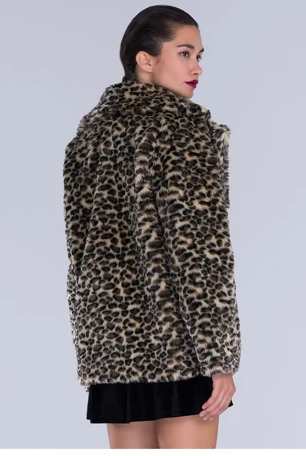 

New faux fur mid-length sexy white leopard fur coat in black and white