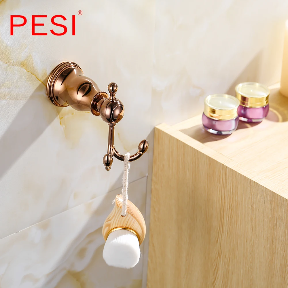 Латунные аксессуары для ванной комнаты Розовый Золотой крючок халата пальто