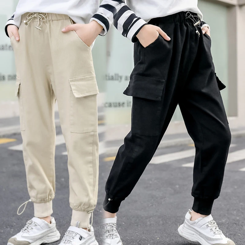 Модные однотонные штаны для маленьких девочек новые осенние повседневные