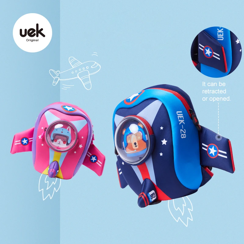 Uek малыш горячие продажи школьные сумки самолет мультфильм анти-потеря детей