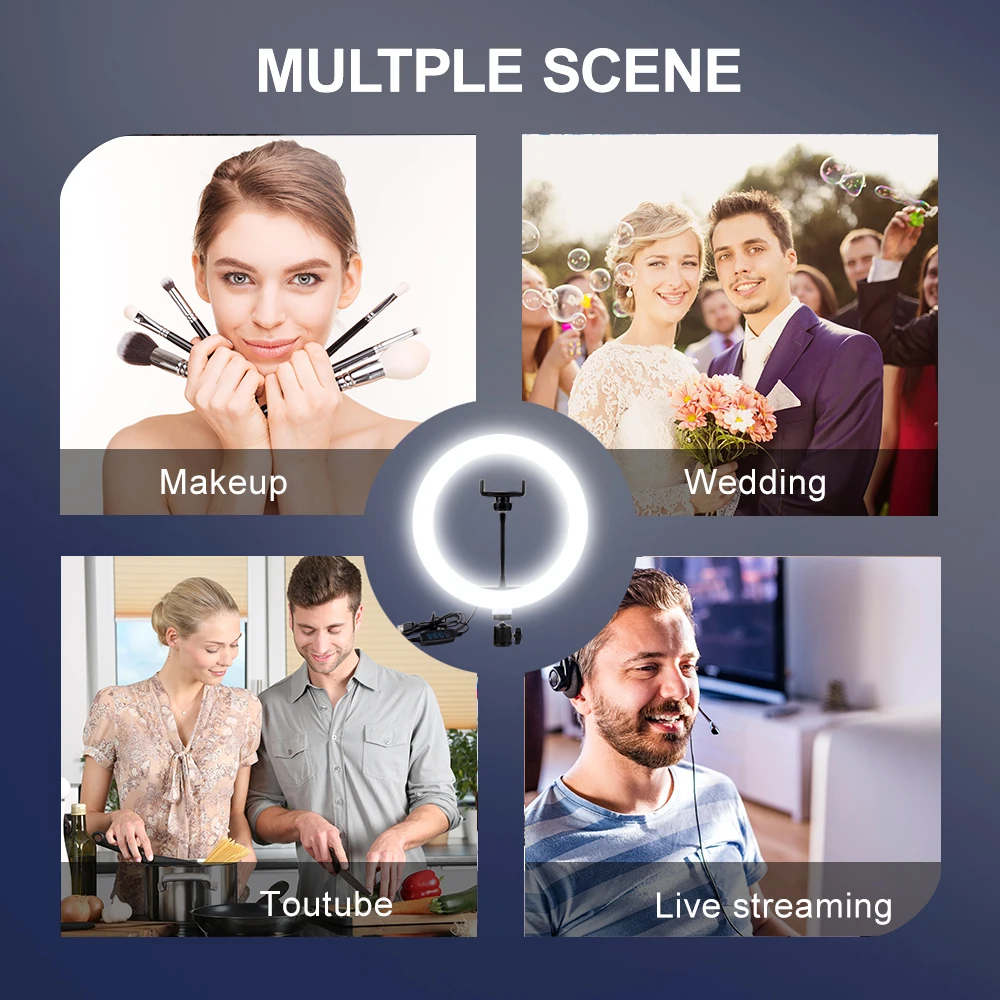 MAMEN Selfie кольцевой светильник 26 см светодиодный с регулируемой яркостью для