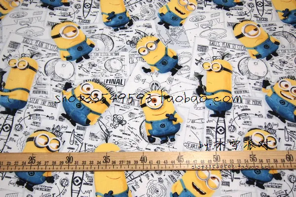 100*140 см желтый мультфильм хлопчатобумажная ткань для шитья DIY ручной работы