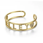 Браслет с именем, медный браслет с фианитами, буквами, ювелирные изделия с алфавитом на заказ для женщин, Подарок на юбилей, Цапля, аксессуары