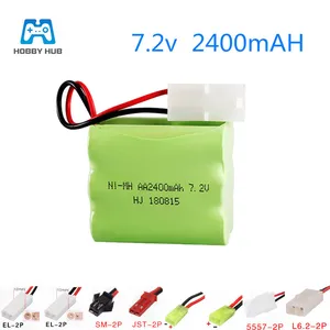 Перезаряжаемый аккумулятор 7,2 В, 2400 мА  ч, для игрушек с дистанционным управлением, для электрических игрушек, автомобилей, самолетов, лодок, nimh, 7,2 В, AA