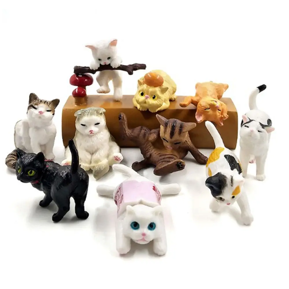 Игрушечная фигурка кошки миниатюрный реалистичный котенок украшение животных