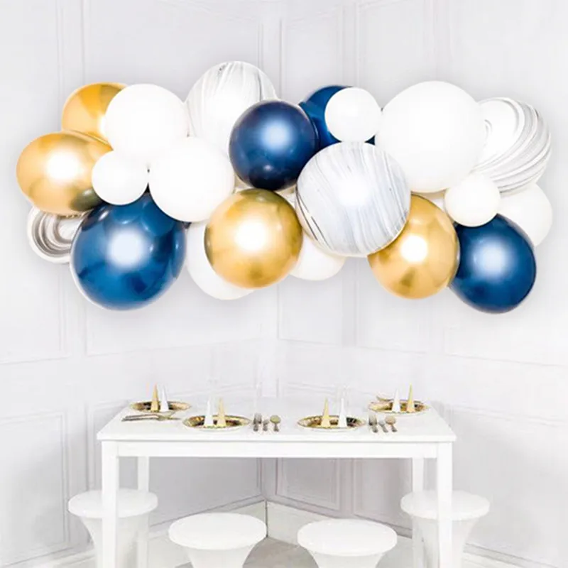 40 шт. белые Агатовые Черные мраморные шары макарон темно синие латексные золотые