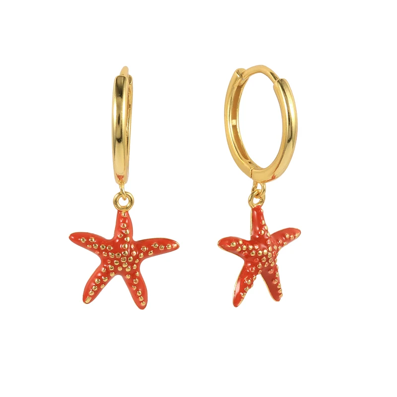 

Sterling Silver Earrings Red Star Piercing Hoop Earring Jewelry for Women Plata De Ley Pendientes Oorbellen Gifts Women Earring
