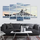 Постер с военным оружием Бисмарка, 5 панелей, немецкий боевой корабль, печатная живопись для гостиной, настенное искусство, Декор, картина, плакат