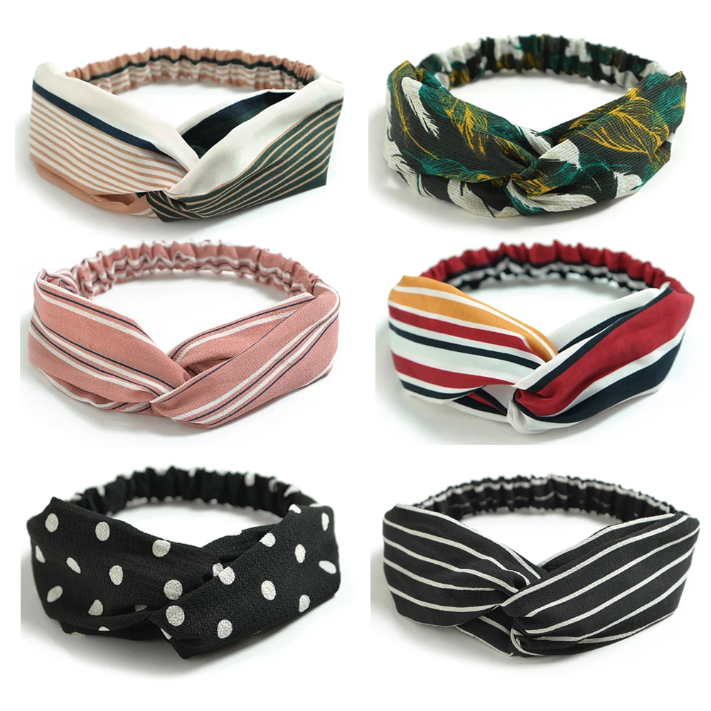 Женский ободок с цветочным принтом винтажная повязка на голову узлом из шифона