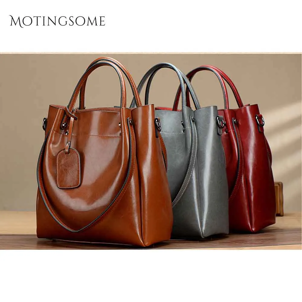 Сумка из натуральной кожи женская сумка с масляным воском сумка-тоут коровьей