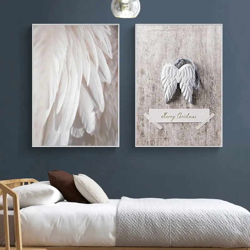 Scandinavian Angel Wings Canvas Paintings Woman Pink Feather Posters And Prints Wall Pictures for Living Room Decoracion | Дом и сад