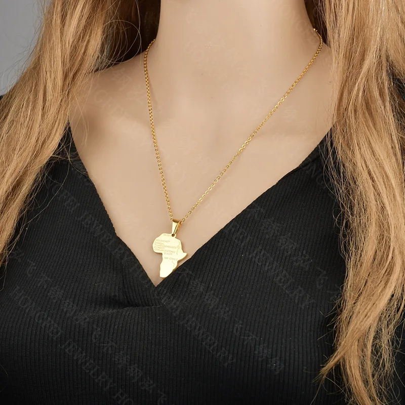 Ожерелье из нержавеющей стали для женщин и мужчин цвет Эфиопский золото