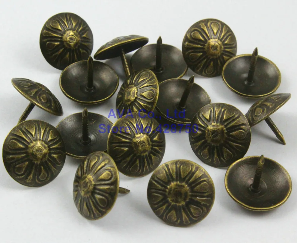 

100 Pieces 16mm Antique Brass Flower Upholstery Tacks Nails