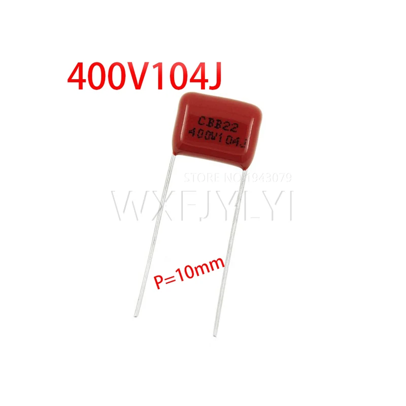 

10PCS 400V104J CBB Pitch 10mm 0.1UF 100NF 400V 104J 104 CBB Polypropylene Film Capacitor