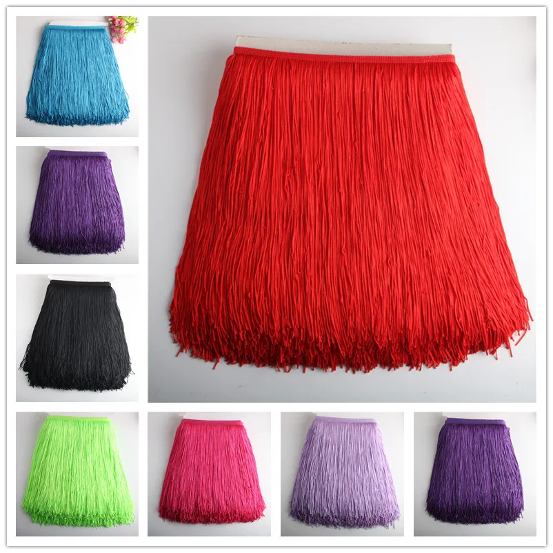 10 yards /Lot 30cm long Lace Fringe Trim Tassel Trimming For Diy Latin Dress Stage Clothes Accessories Lace Ribbon