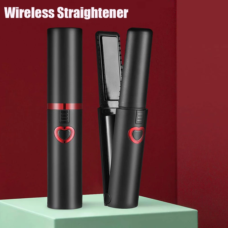 

Cordless Hair Straightener Flat Iron 2 in 1 Hair Curler and Straightener Portable Wireless Mini Flat Iron
