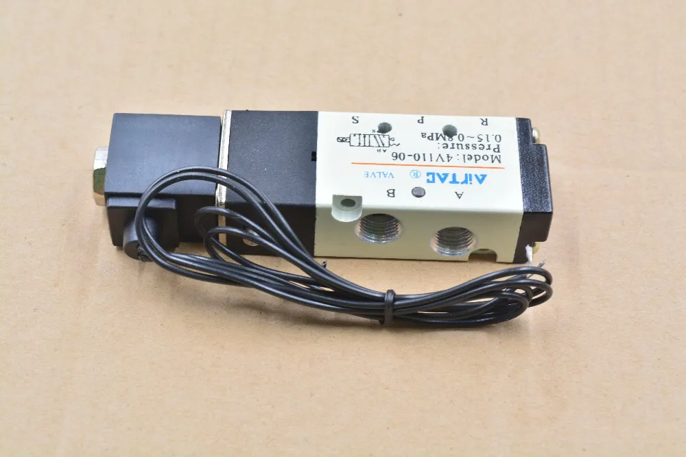 4V110-06 5 Way 2 Положение 1/8 &quotПневматический Соленоидный клапан с проводом DC12V DC24 AC110