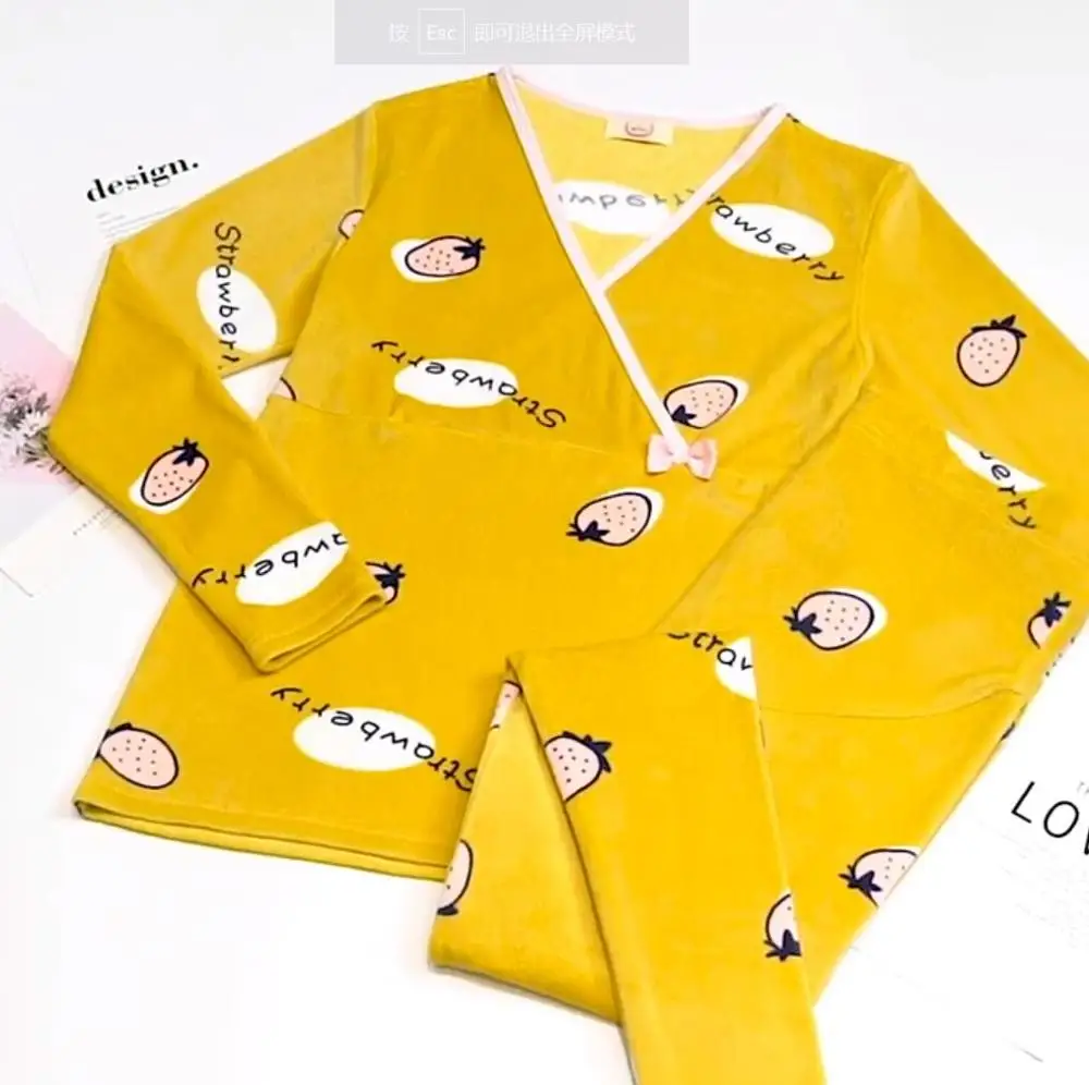 Зимняя Пижама для беременных комплекты ночного белья грудного вскармливания