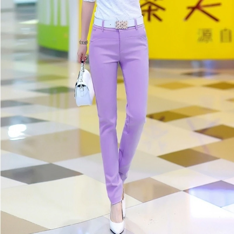 

Spring Summer Suit Trousers Women Slim Fit Solid Pencil Female Casual Full Length Pants Korean Office Lady Clothes