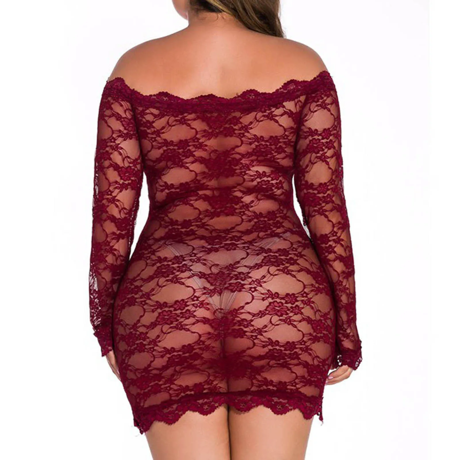 

Women Erotic Sexy Lingerie Plus Size Porno Babydoll Off Shoulder Perspective Lace Sexy Underwear Sleepwear Bodycon Night Dress