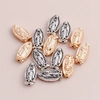 8pcs 19x9mm tiny sculpture virgin mary pendants spacer beads for diy making retro necklaces alloy jewelry handmade finding