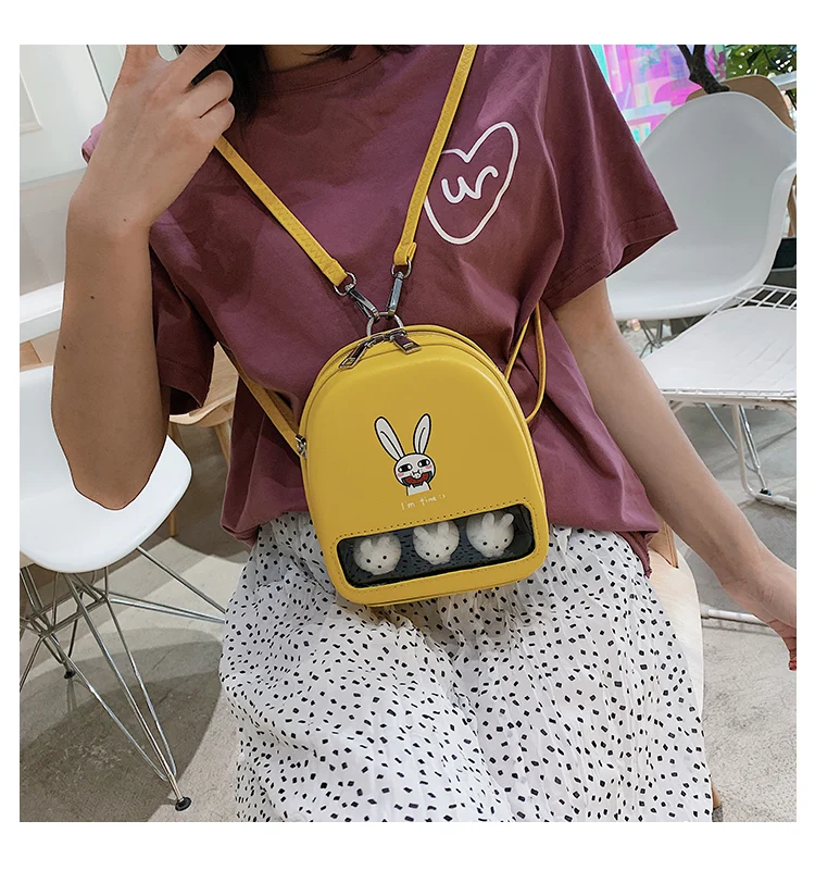 Милая желтая утка прозрачный Ita Bookbags женские рюкзаки с мультяшным принтом женские Мини кожаные школьные сумки для девочек Pu Back Packs горячая распродажа