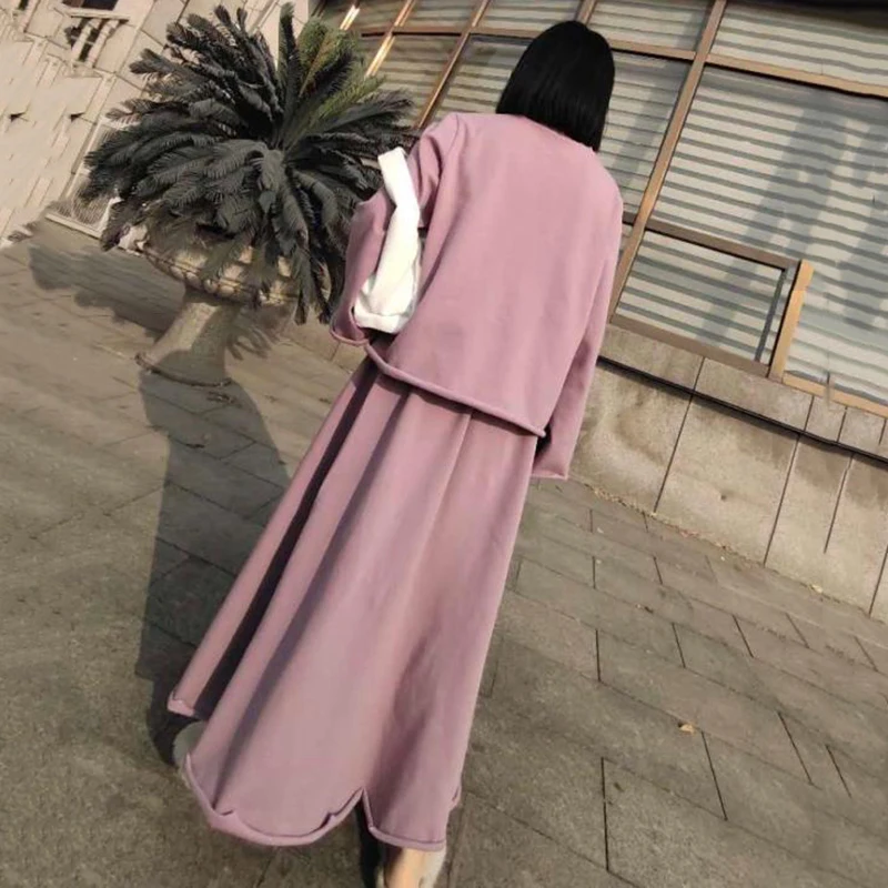 

Half-body Skirt Vintage Two Pieces Suit New Turtleneck Long Sleeve Loose Women Fashion Tide Autumn Winter 2021 1DD2116