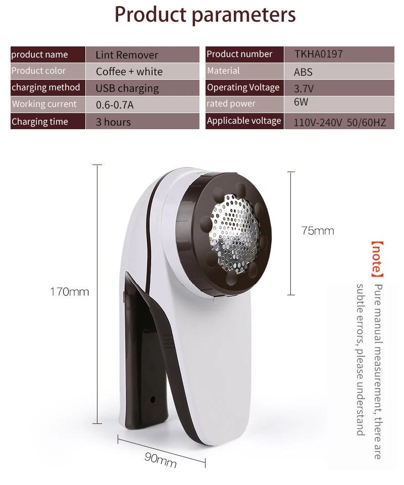 

Professional Rechargeable Clothes Lint Remover for Home Travelling Six-vane Blade Efficient Fabric Defuzzer Large Fuzz Shaver