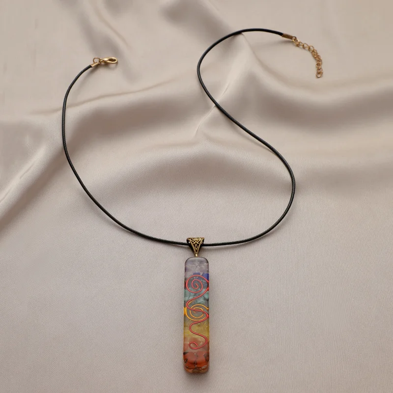 

Minar Statement Candy Color Crystal Stone Geometric Pendant Necklace for Women Ladies Black Rope Chain Necklace Jewellery