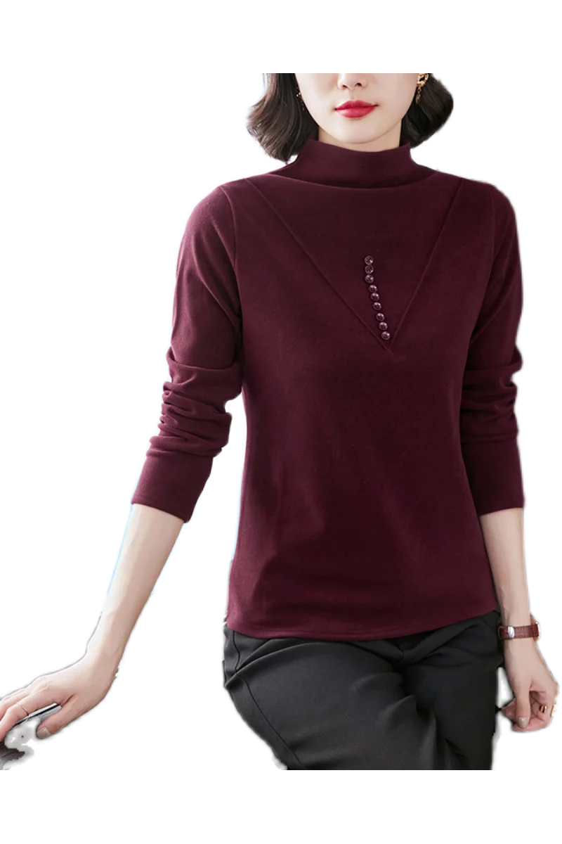

Autumn Winter Long Sleeve Women T-shirt Half Turtleneck Top Double Side Velvet Fever Female T Shirt Solid Color Bottoming Shirt