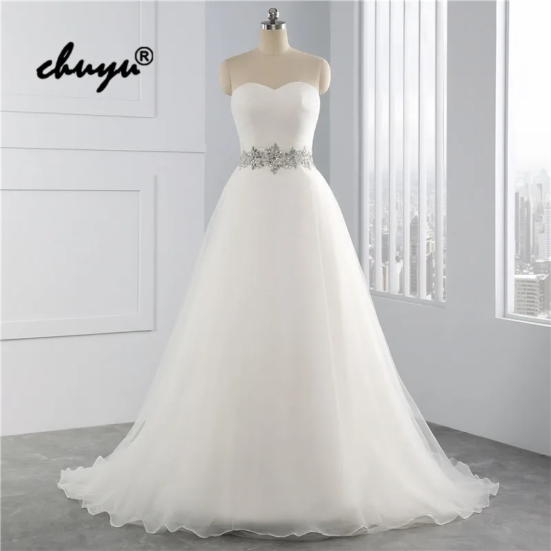 Настоящая фотография дешевое свадебное платье без бретелек гофрированная