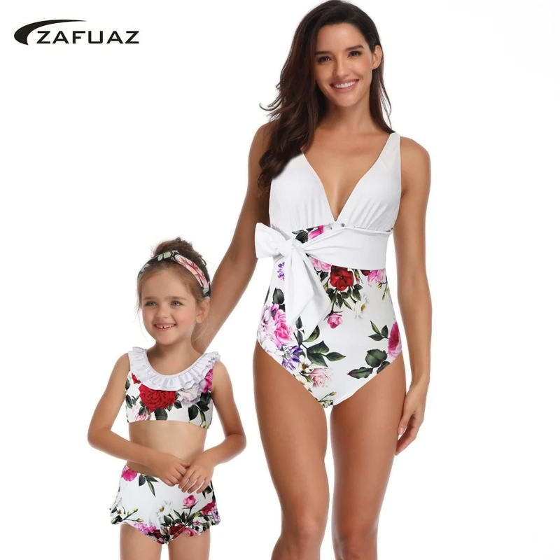 Женский купальник с оборками для мамы и ребенка Цельный 2020 винтажный сексуальный