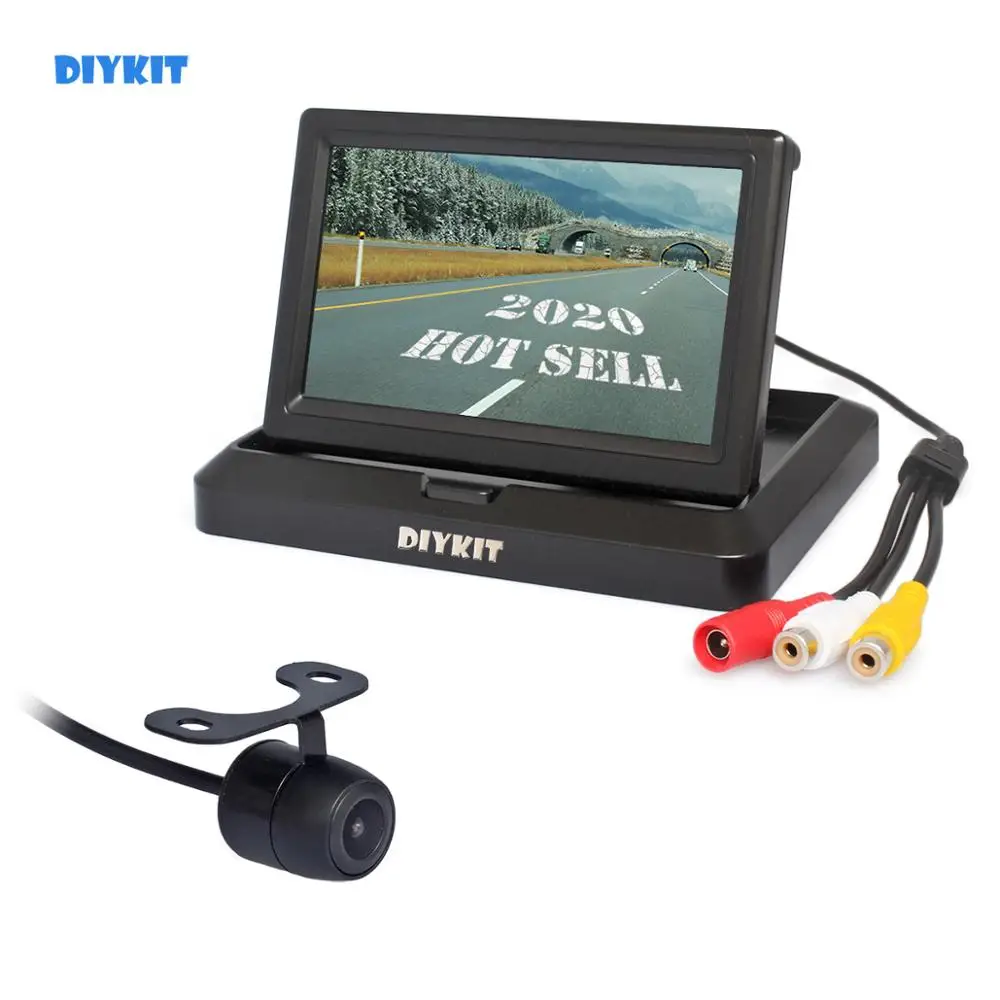 

DIYKIT 5 Inch Foldable Rear View Monitor Car Monitor Waterproof Rear View Car Camera Parking System Kit