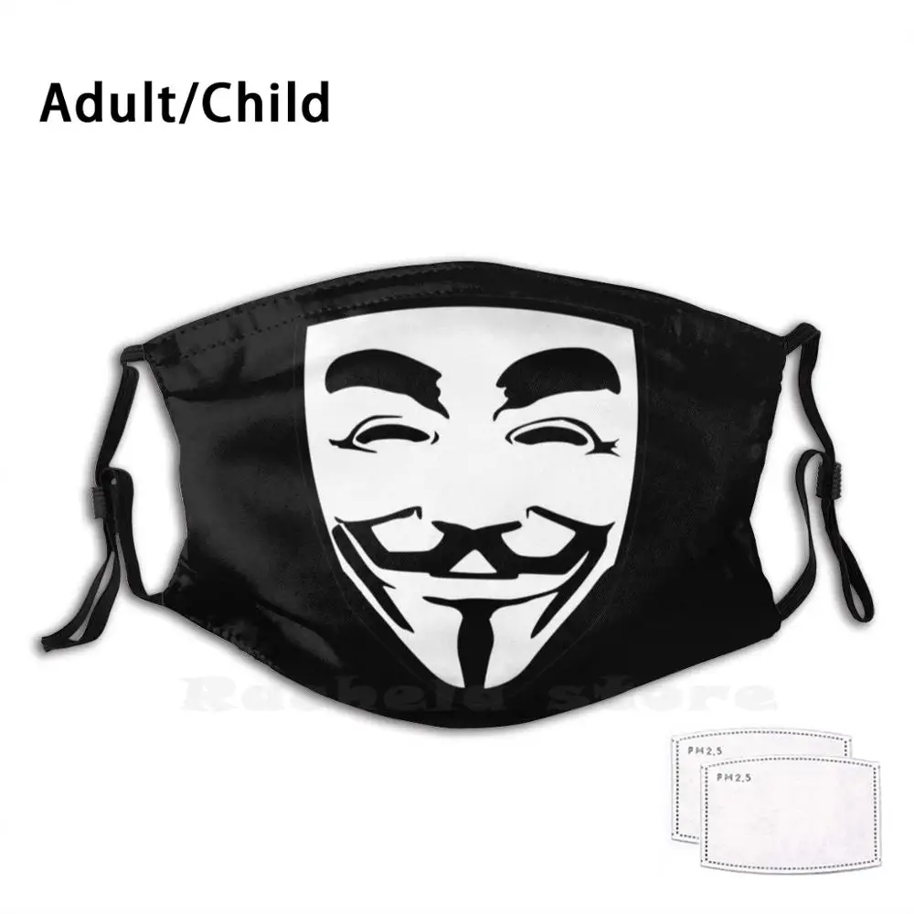 Анонимное лицо для взрослых и детей противопылевая маска Diy анонимный черный