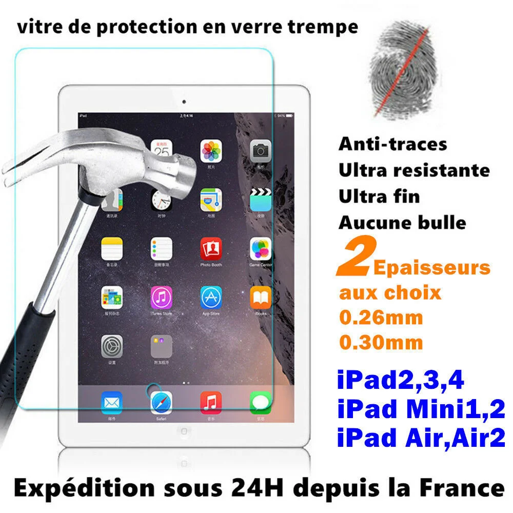 

for iPad 2/3/4 MINI AIR PRO vitre protection Film protecteur d'écran VERRE trempé